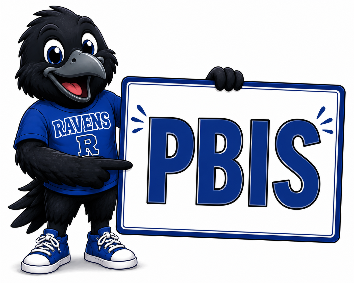 Raven holding a PBIS sign