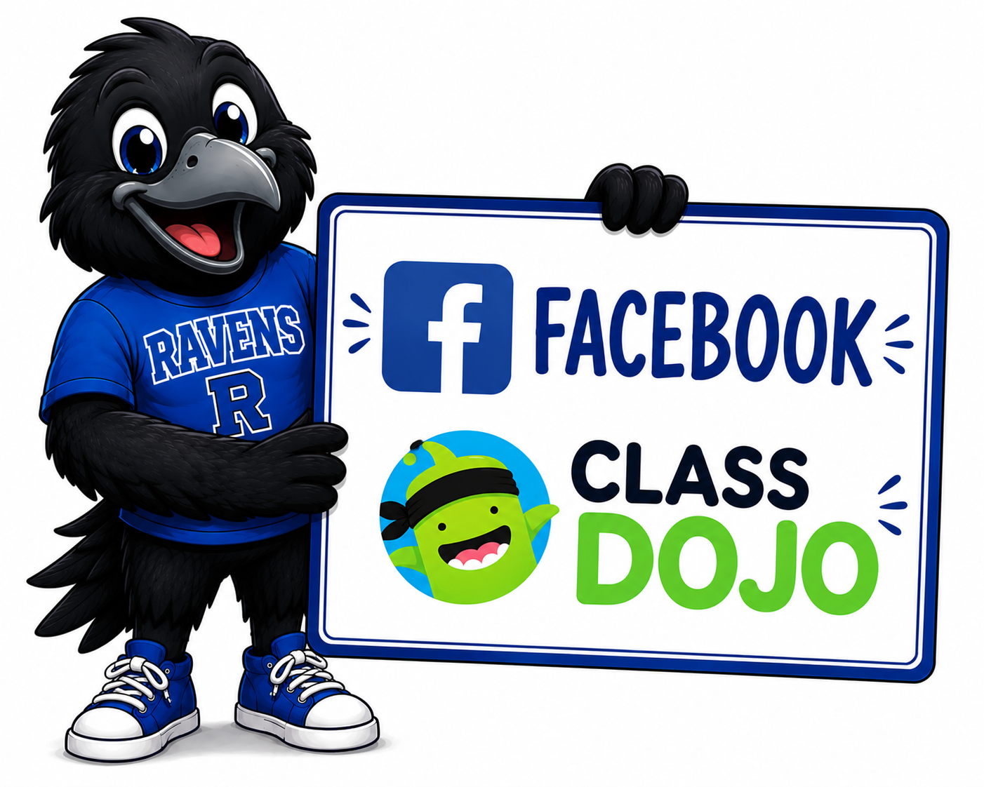 Raven with Facebook & Dojo logos