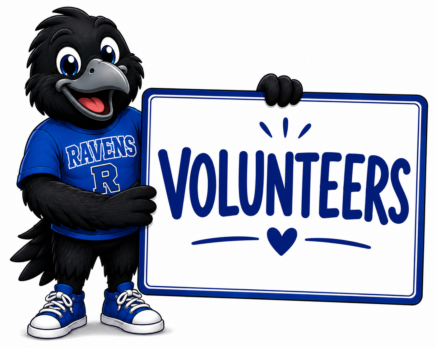 Raven with Volunteer Sign