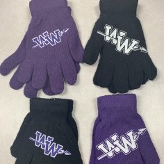 Purple and Black WW logo Winter Gloves