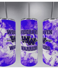 Woodhaven Warrior 20 oz Purple and White Tumbler with Straw