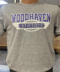 Gray Tshirt with Woodhaven Warriors logo