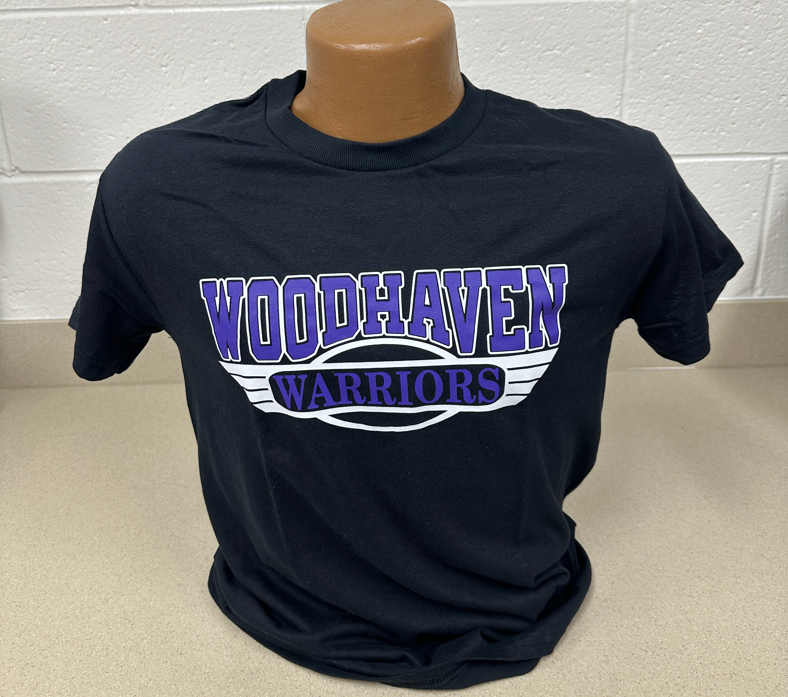 Black Tshirt with Woodhaven Warriors logo