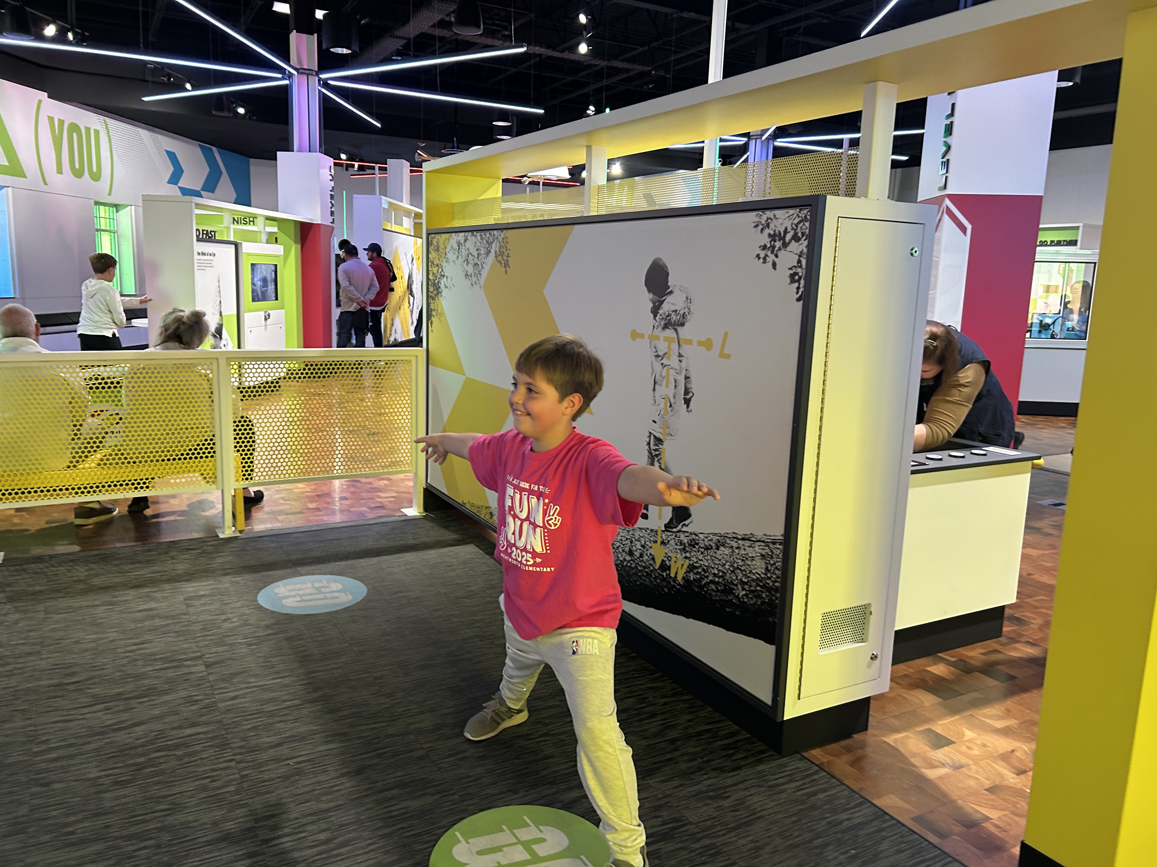 Student at Science center station