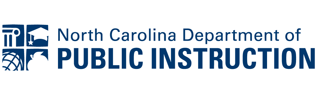Image of the North Carolina Department of Public instruction logo which contains the website name in Navy blue letters on a white background.