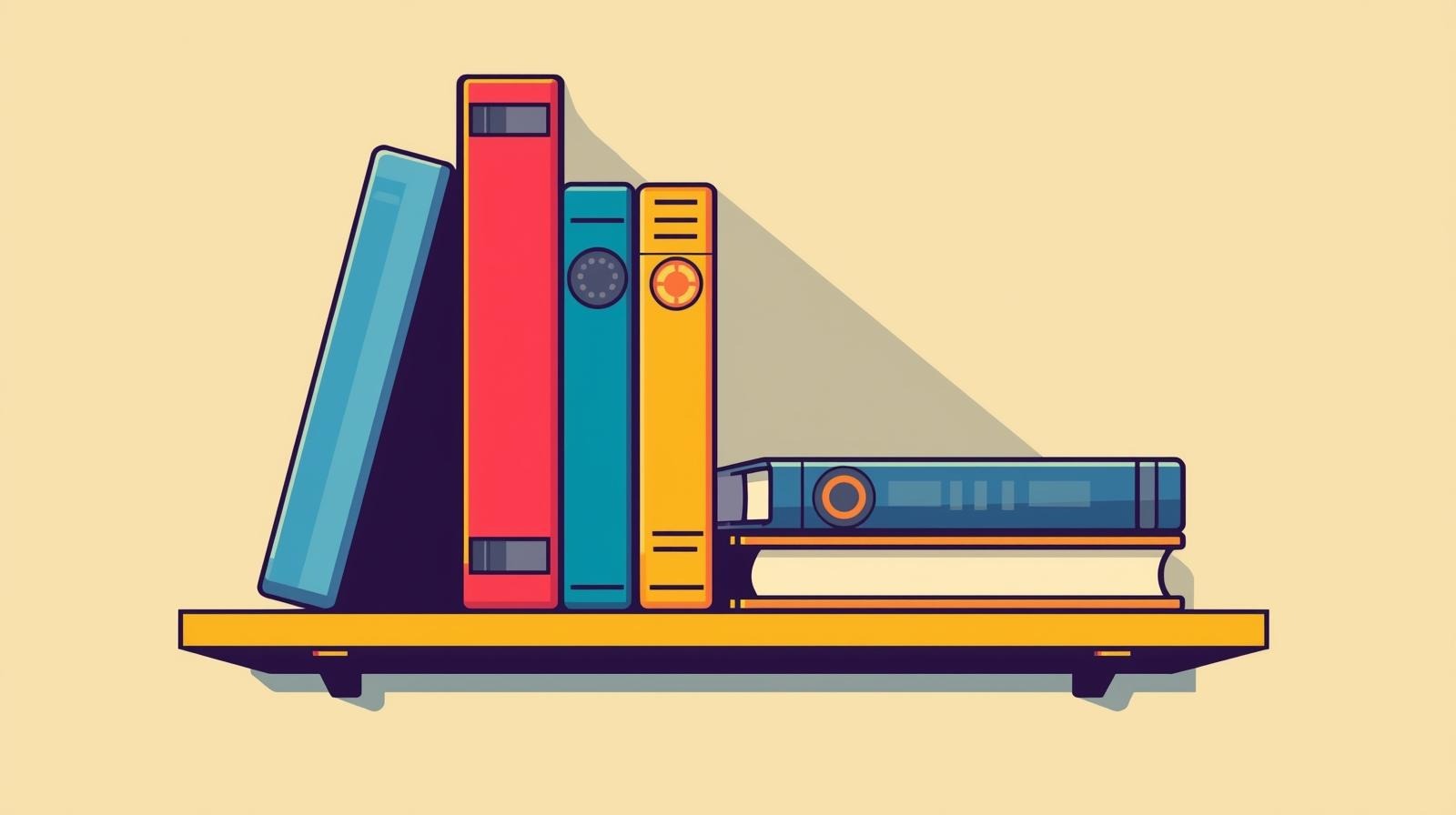 Clipart of books on a wall shelf
