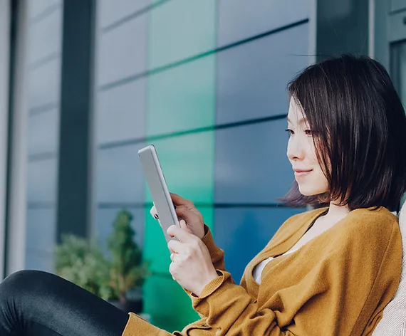 Woman on her tablet