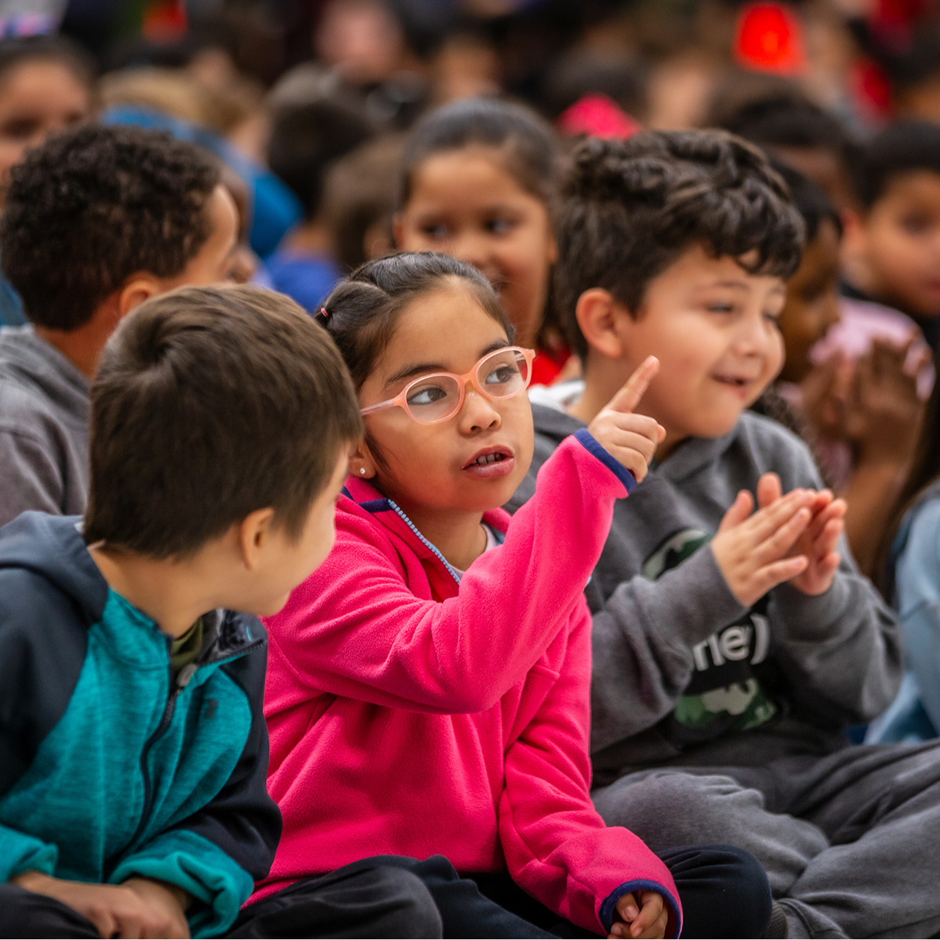 Elementary student at a board appreciation event