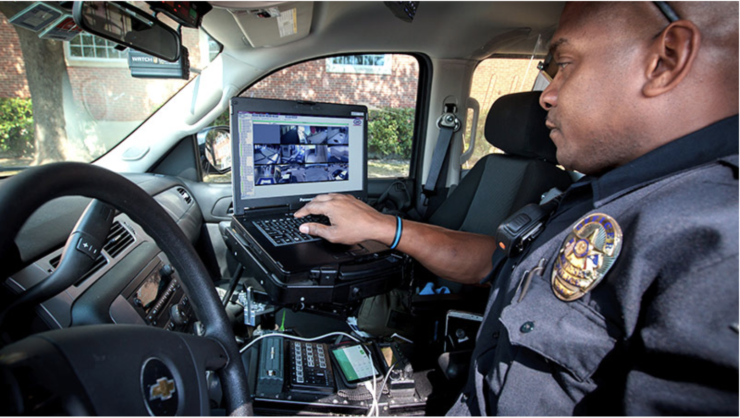 McKinney ISD School Resource Officer in his police vehicle.