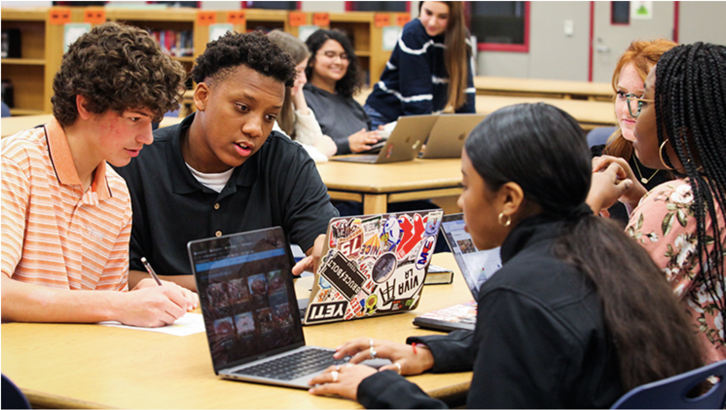 High school students working together.