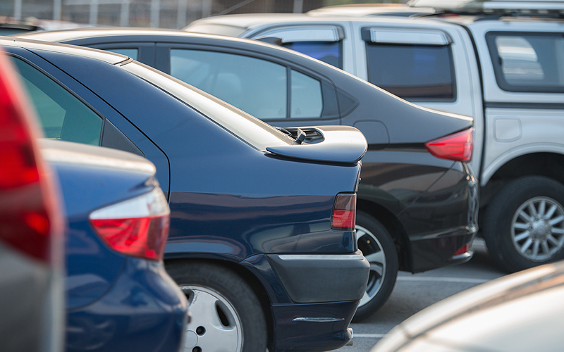 a row of parked cars