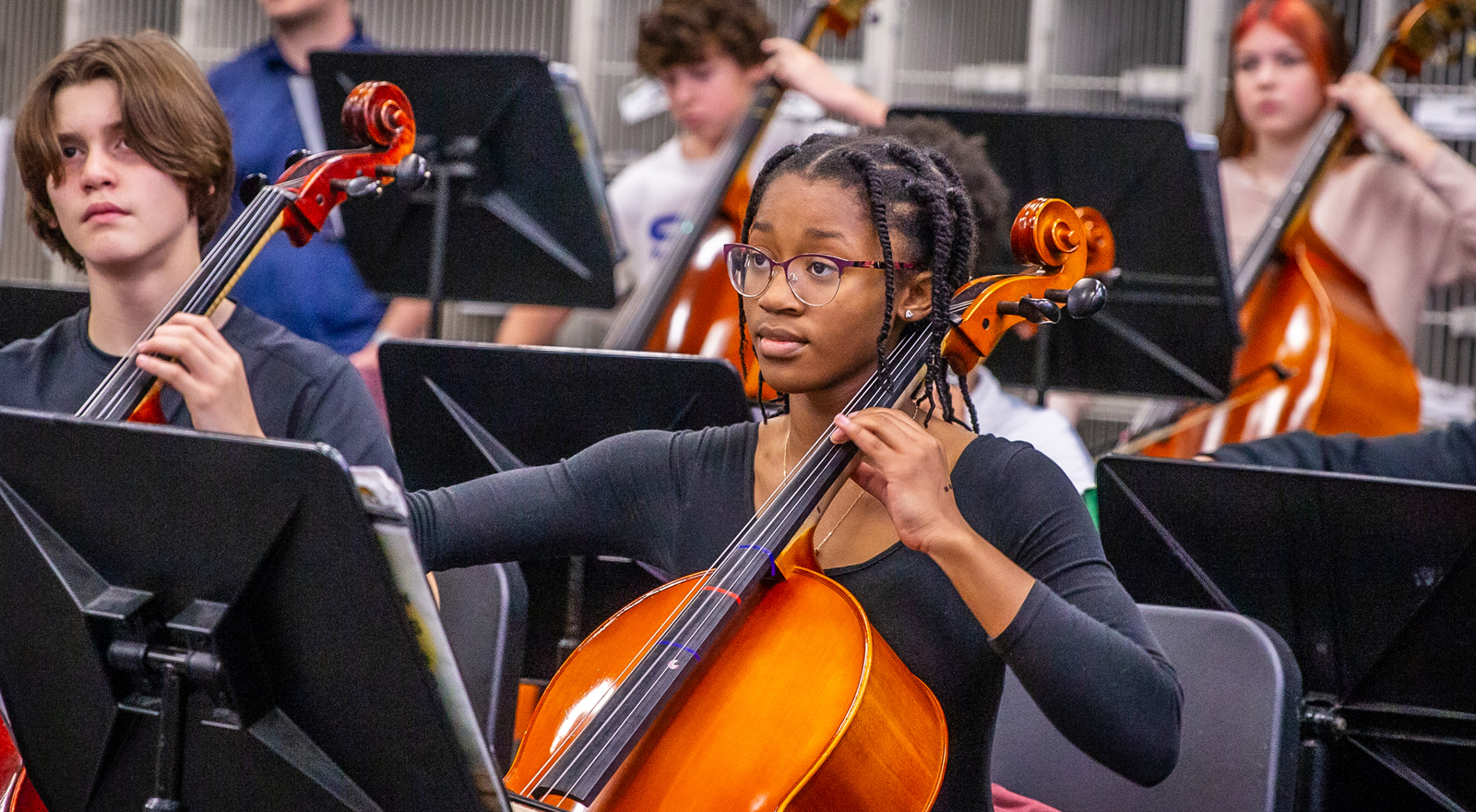 high school student playing the cello