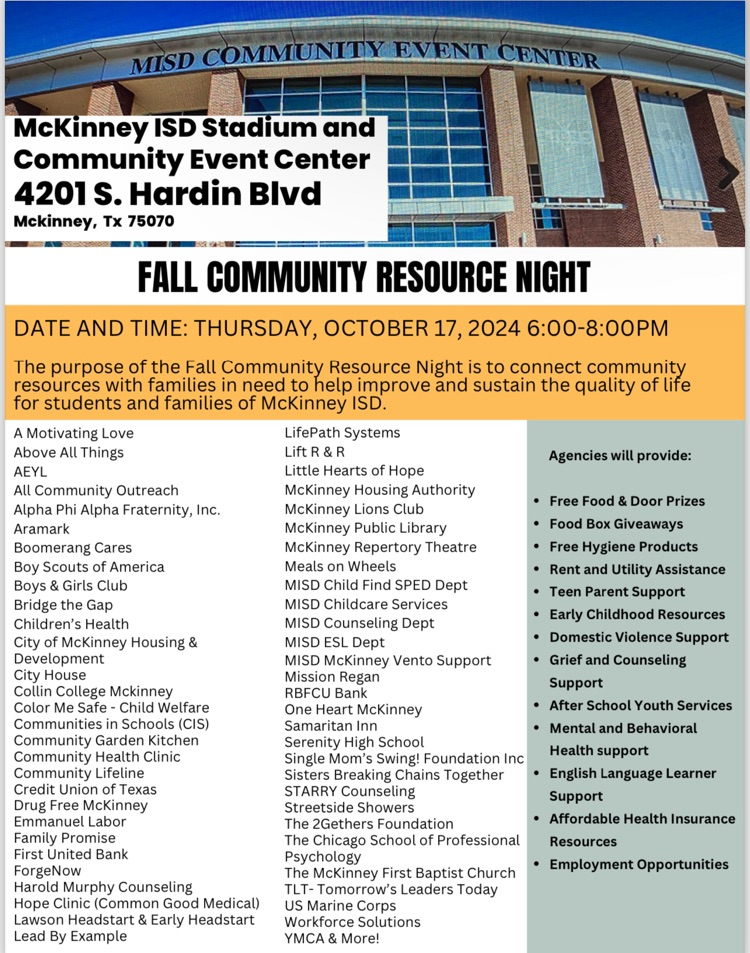 community resource night flyer