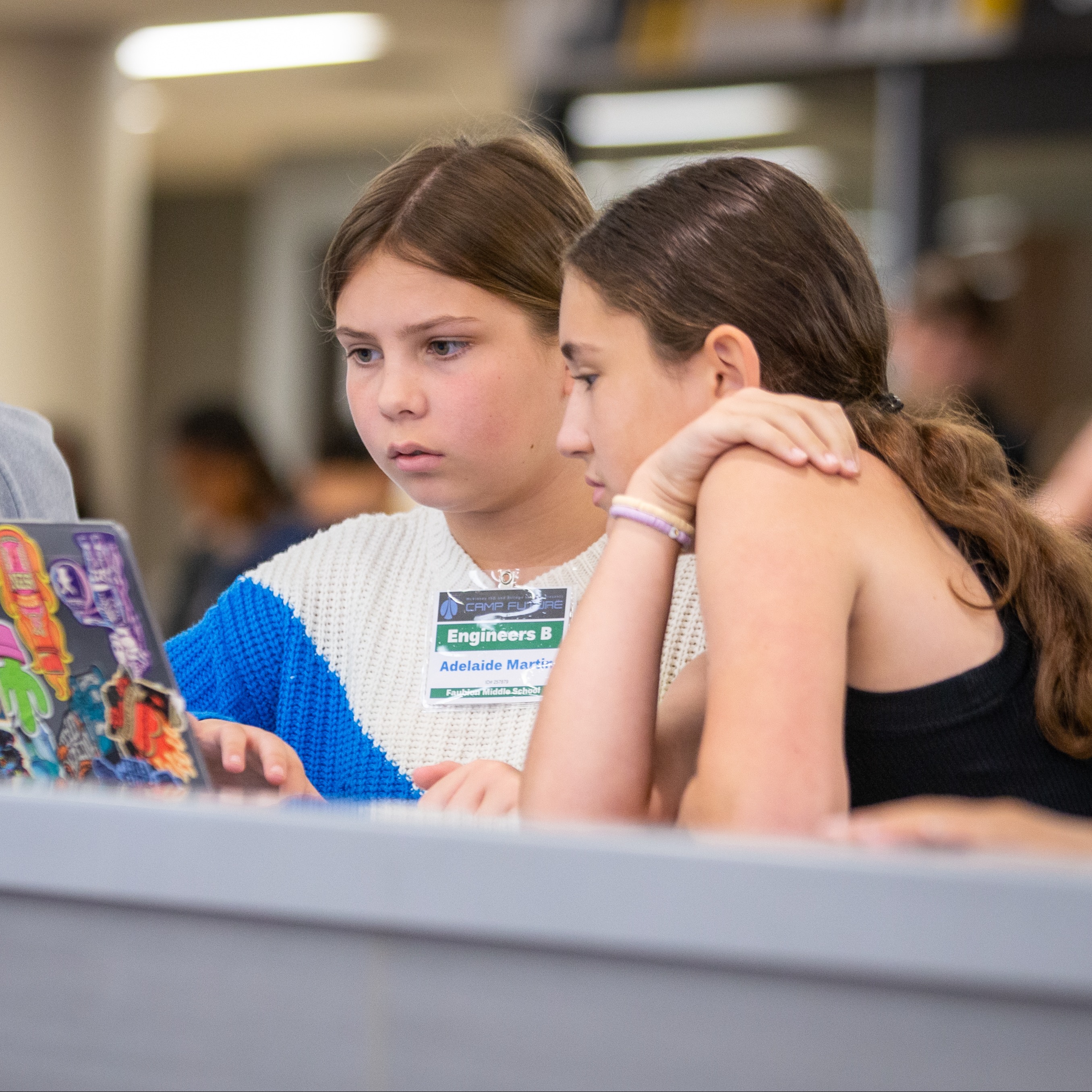 students work on a project at camp future