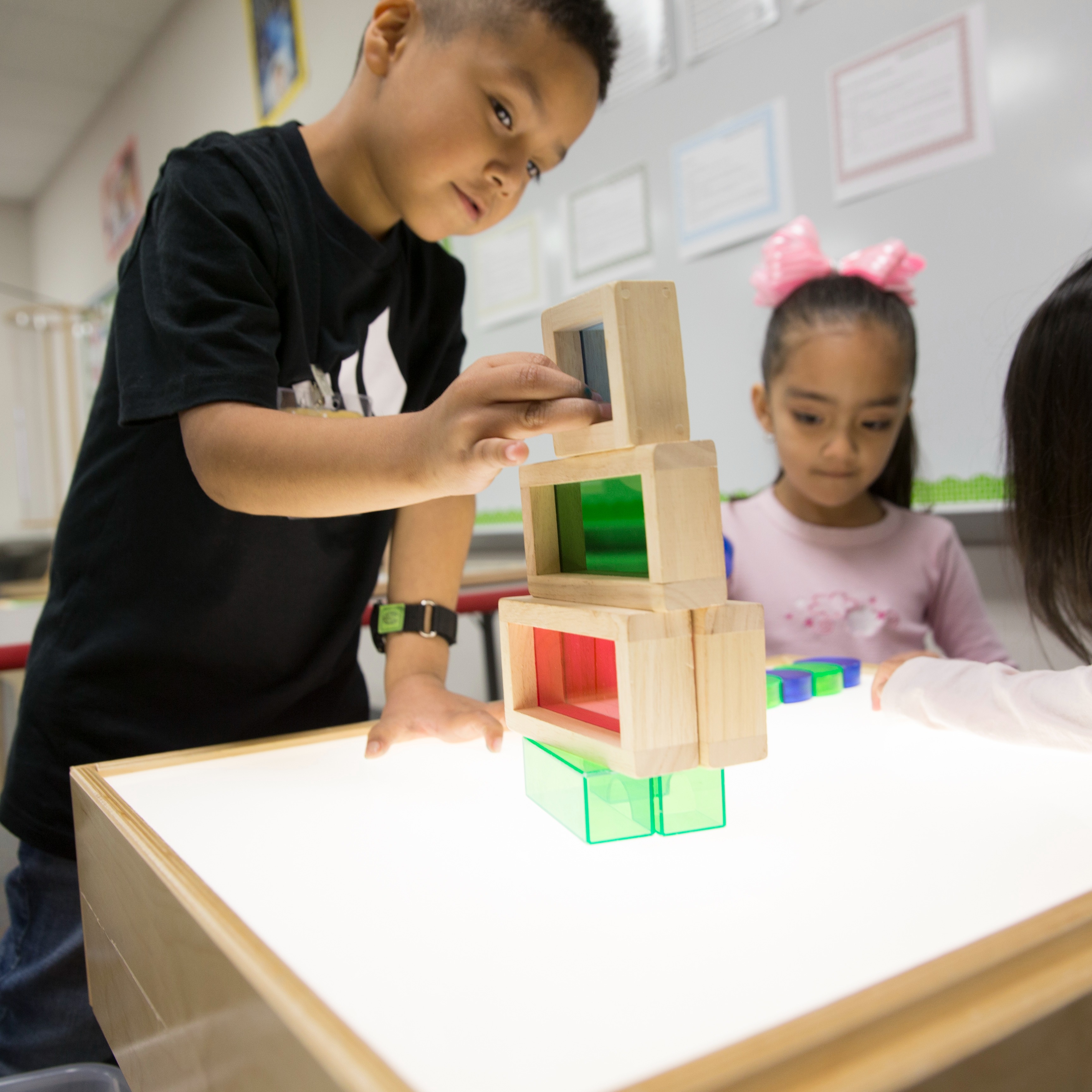 students at lawson building blocks 