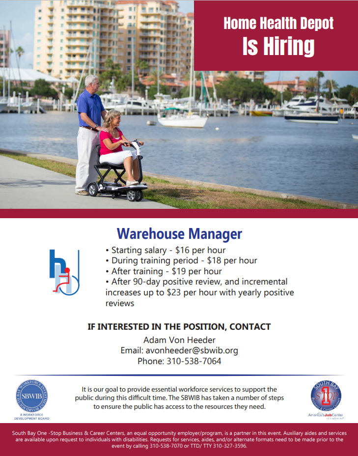 Home Health Depot WArehouse Manager hiring