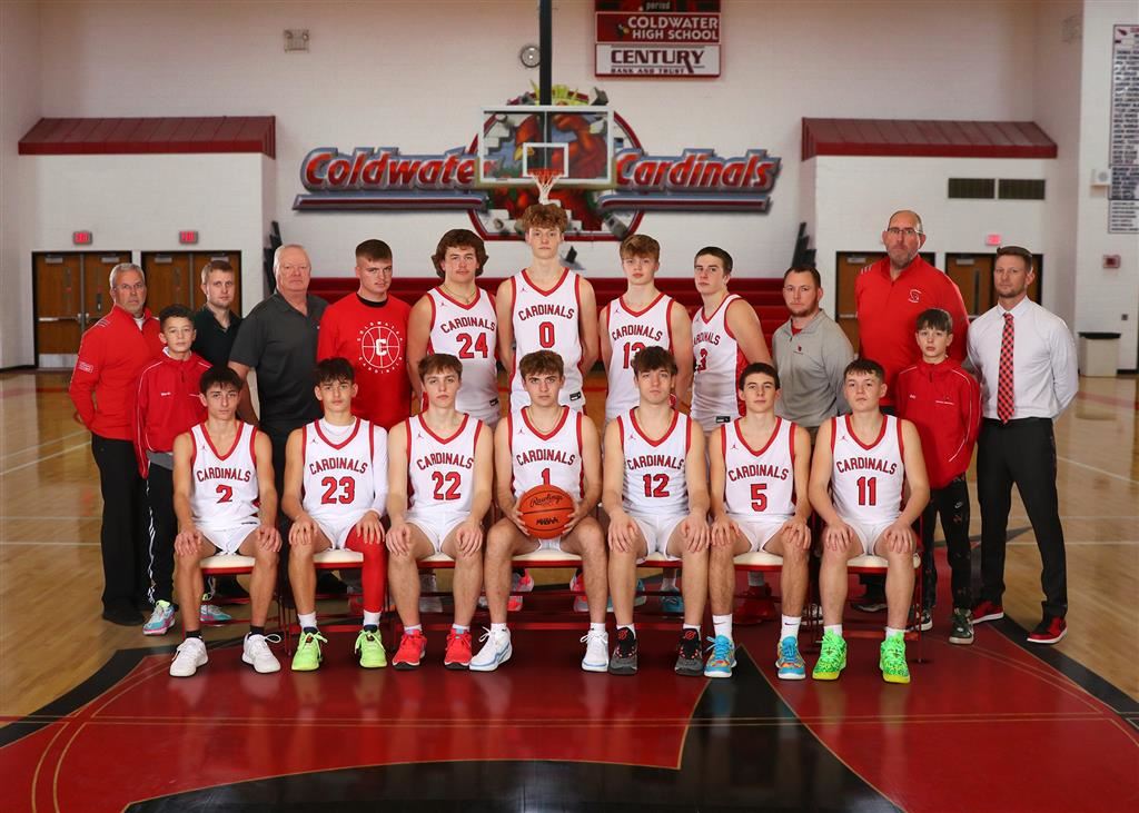 The 2023-24 Coldwater Cardinal varsity boys basketball team