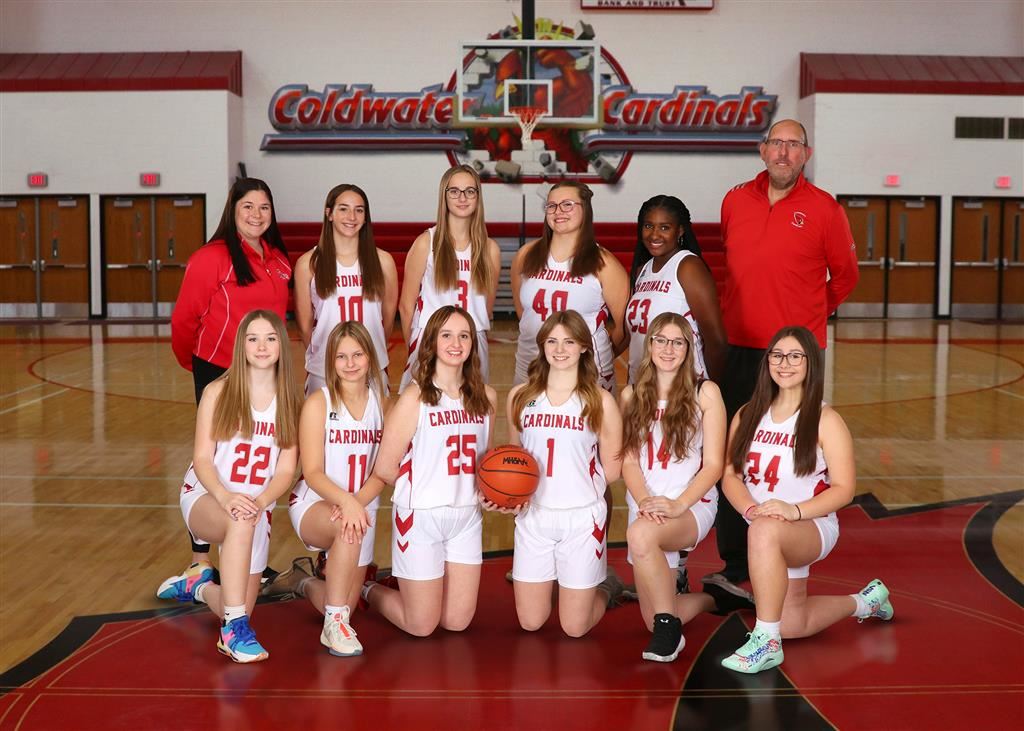 The 2023-24 Coldwater Cardinal freshman girls basketball team