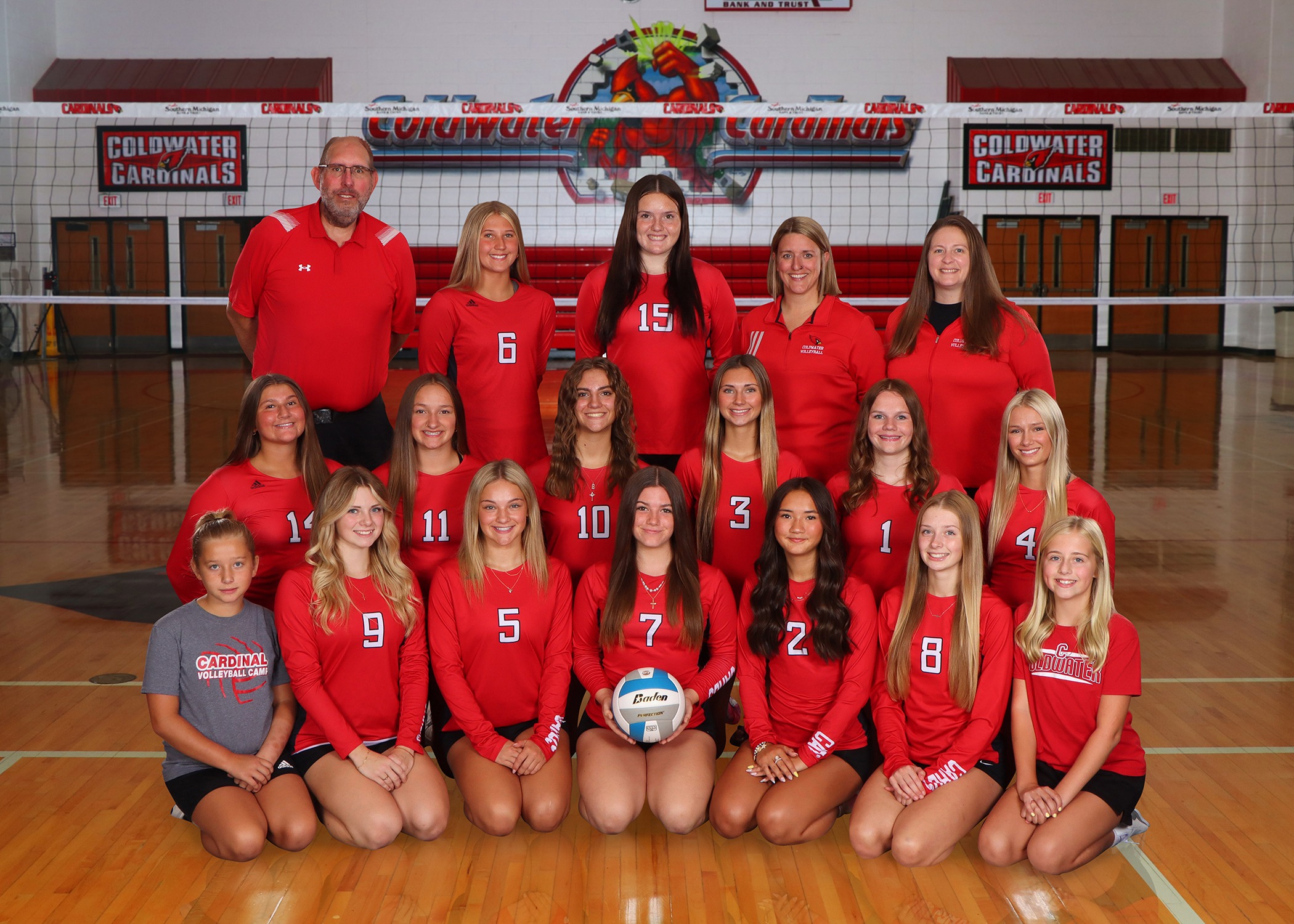The 2025 Coldwater Cardinal varsity girls volleyball team. (Photo credit: Focus & Frame Portrait Co.)