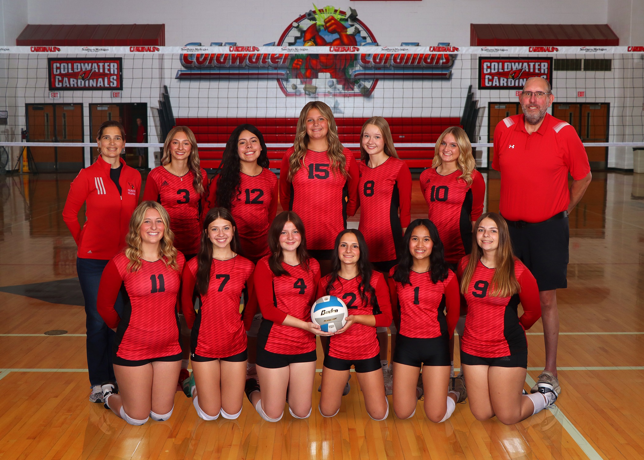The 2025 Coldwater Cardinal JV girls volleyball team. (Photo credit: Focus & Frame Portrait Co.)
