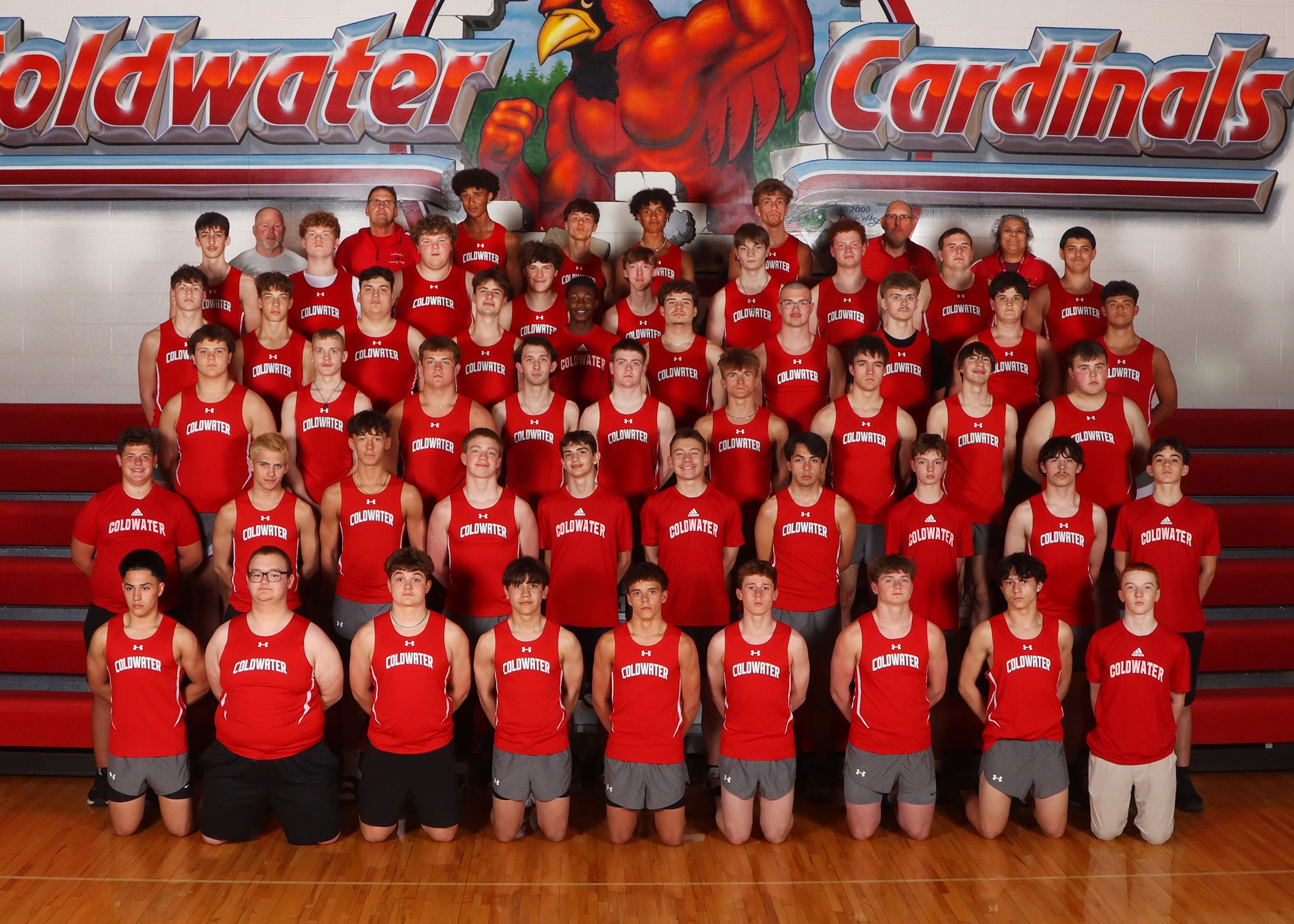 The 2026 Coldwater Cardinal boys track and field team. (Photo credit: Focus & Frame Portrait Co.)