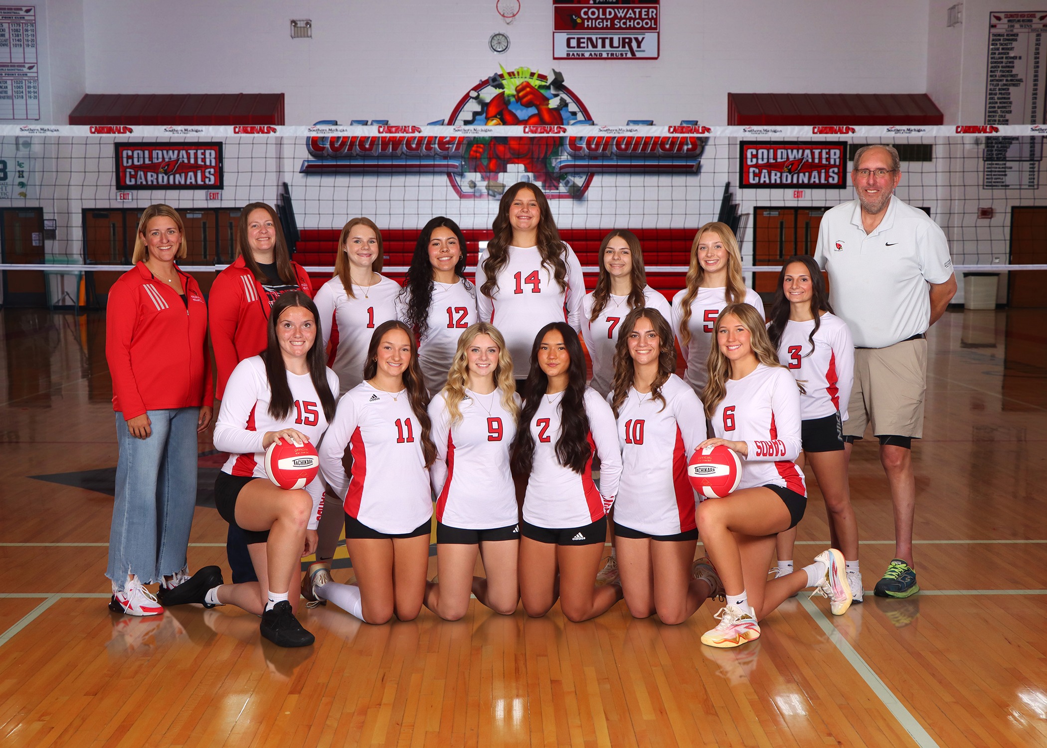 The 2026 Coldwater Cardinal varsity girls volleyball team. (Photo credit: Focus & Frame Portrait Co.)