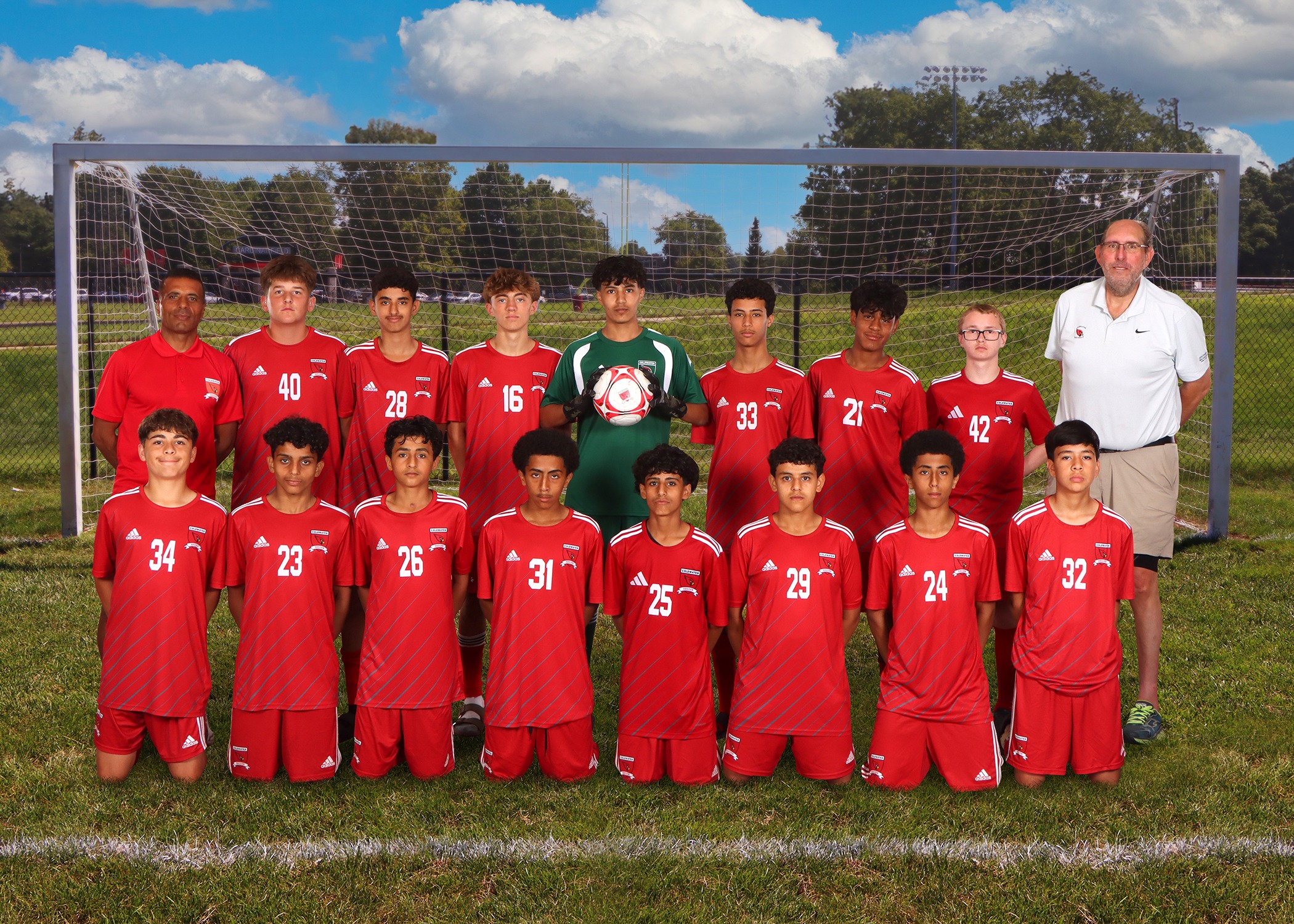 The 2026 Coldwater Cardinal JV boys soccer team. (Photo credit: Focus & Frame Portrait Co.)