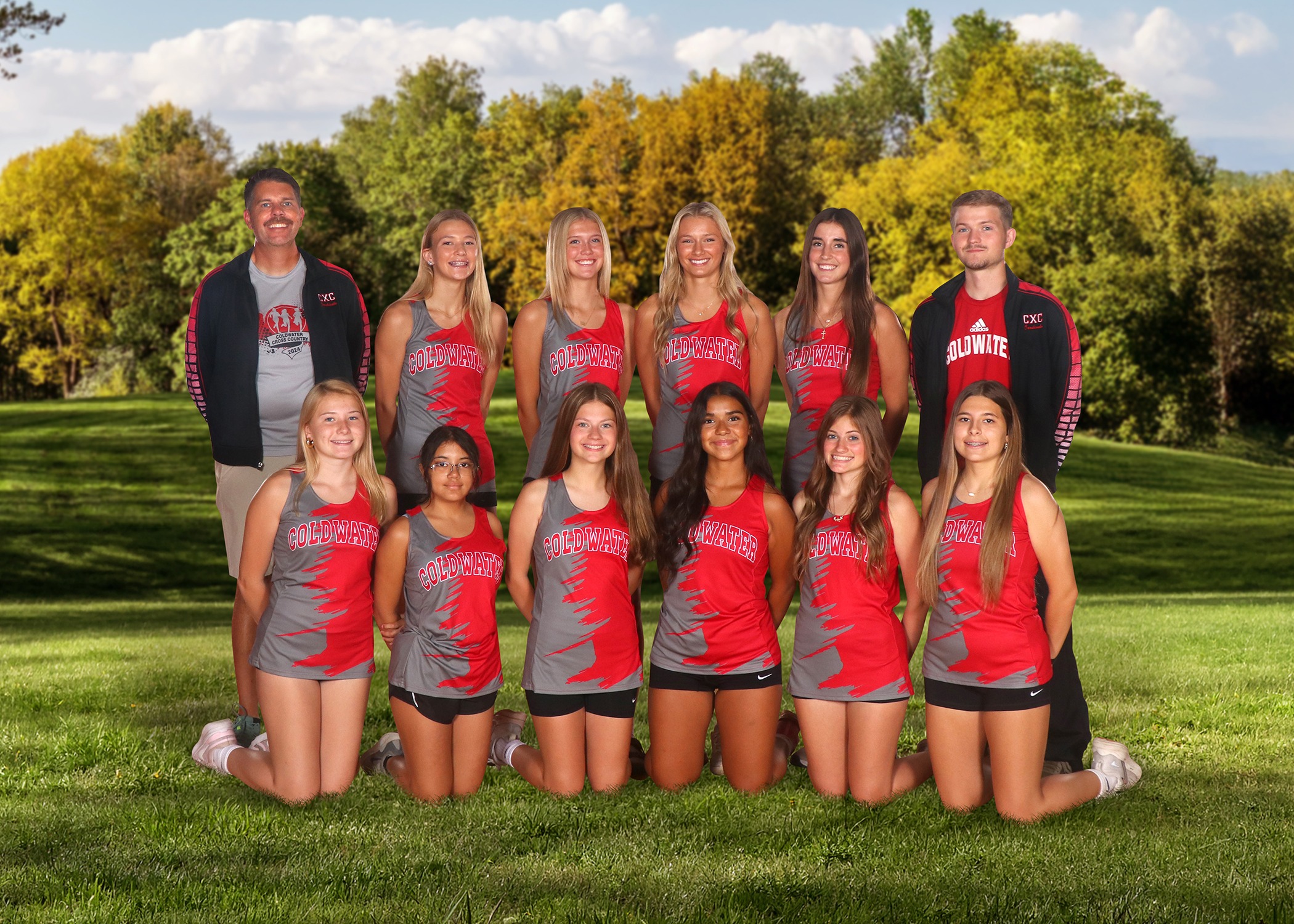 The 2026 Coldwater Cardinal girls cross country team. (Photo credit: Focus & Frame Portrait Co.)