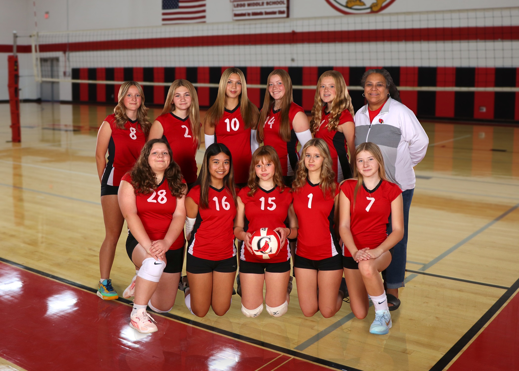 The 2025 Legg Middle School 8th Grade "A" girls volleyball team. (Photo credit: Prater Studios)