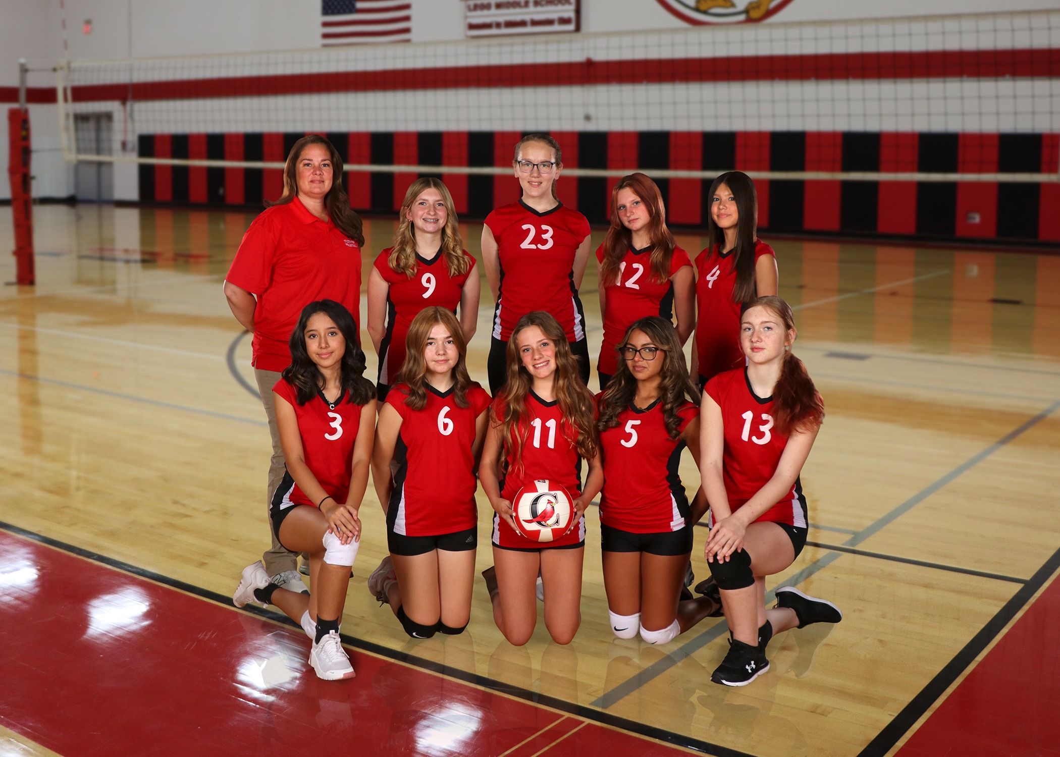 The 2025 Legg Middle School 8th Grade "B" girls volleyball team. (Photo credit: Focus & Frame Photo Co.)