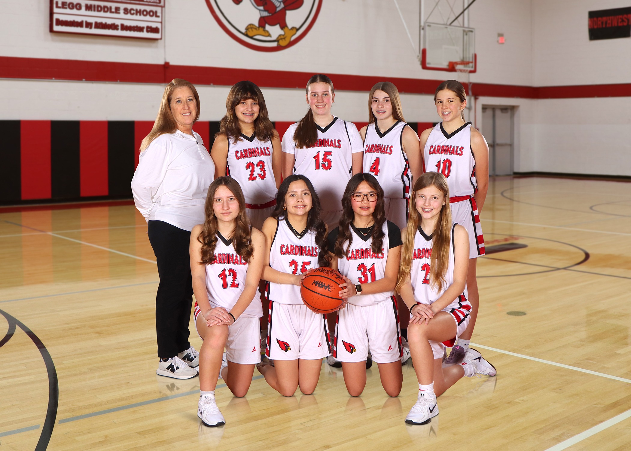 The 2026 Legg Middle School 7th Grade Girls Basketball "A" team. (Photo credit: Focus & Frame Portrait Co.)