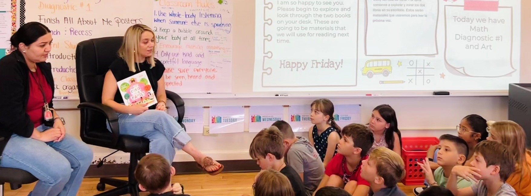 Teacher reading to students