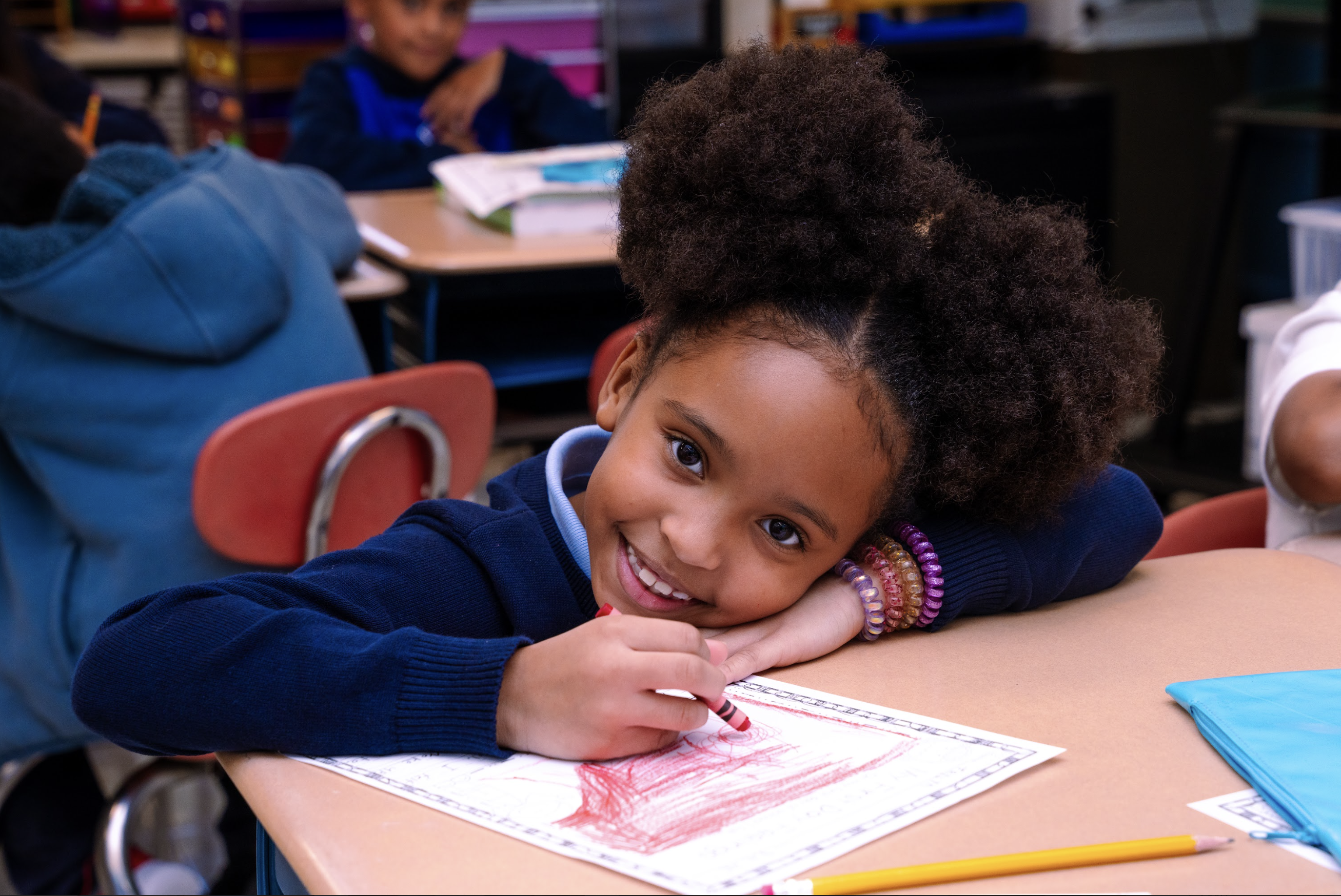 girl student resting with pen