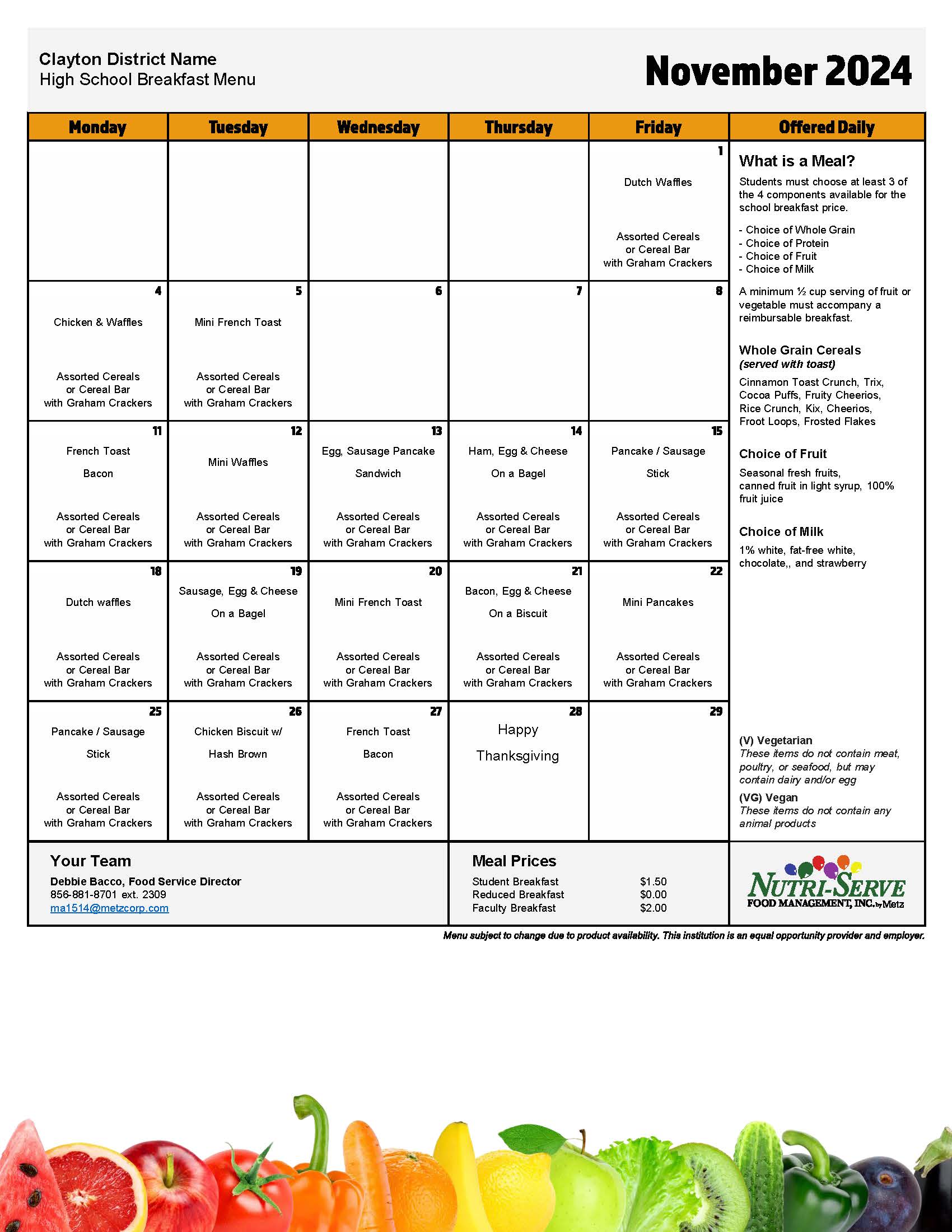 HS - Breakfast Menu