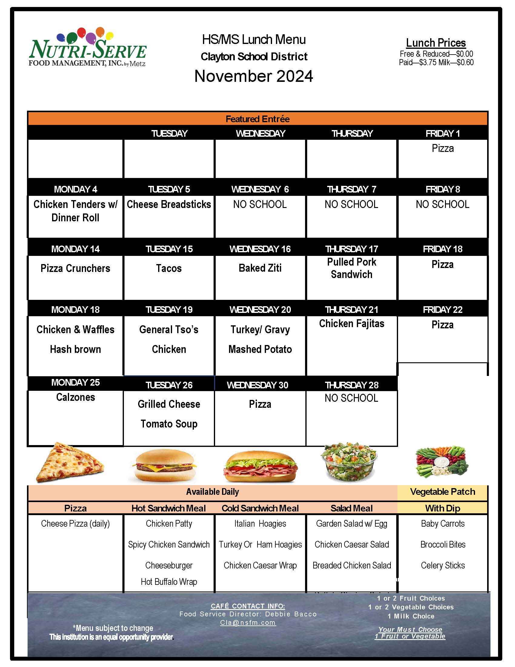 HS/MS - Lunch Menu