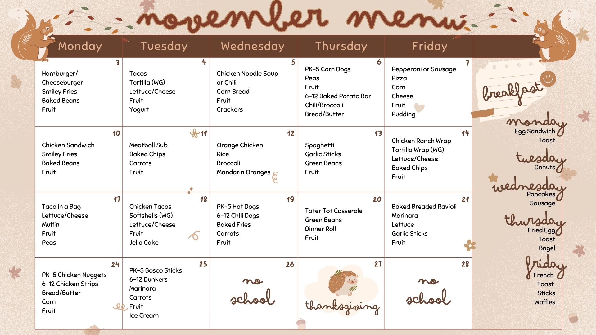 November Menu