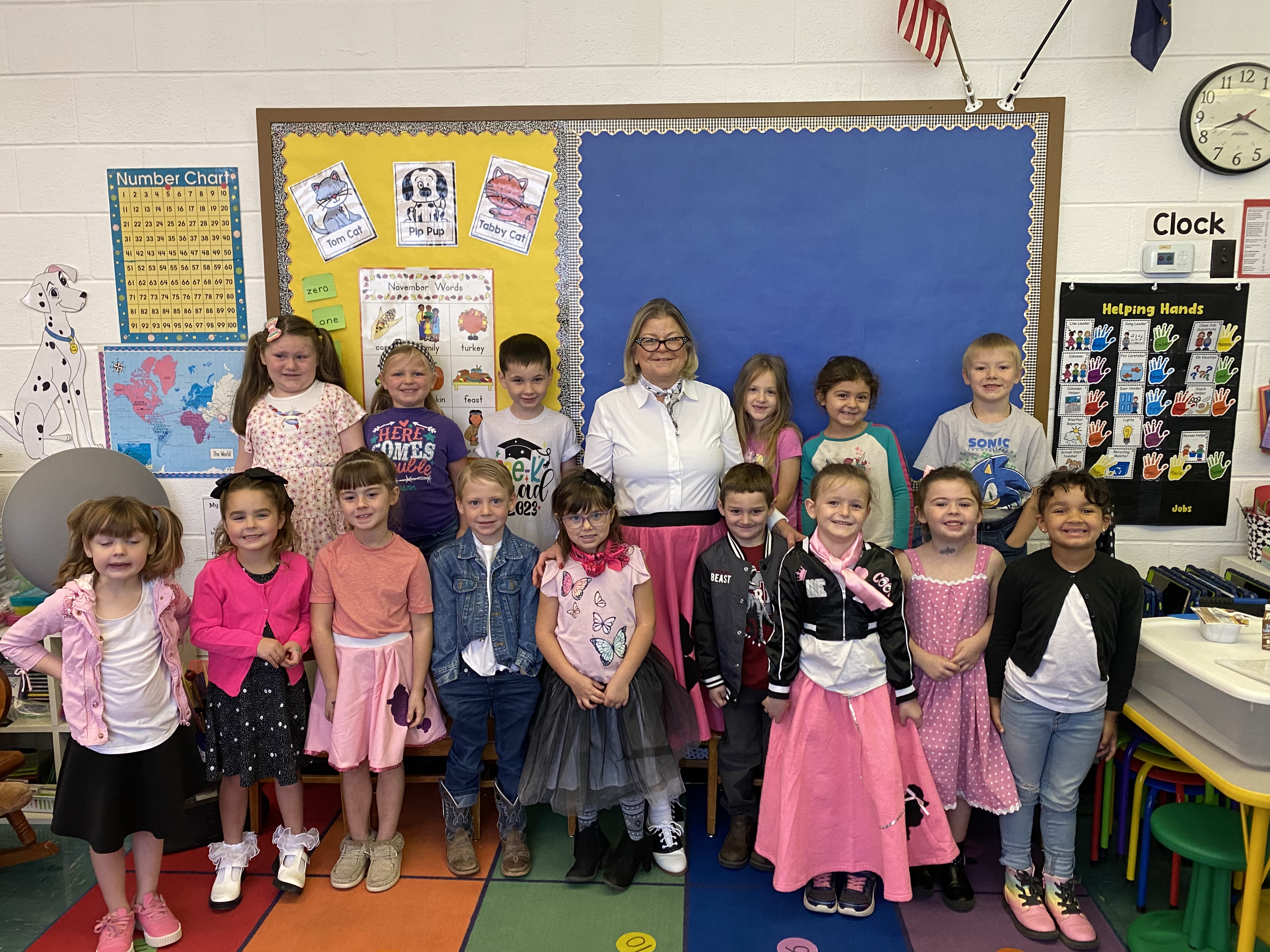 students dressed in 50s attire for 50th day of school