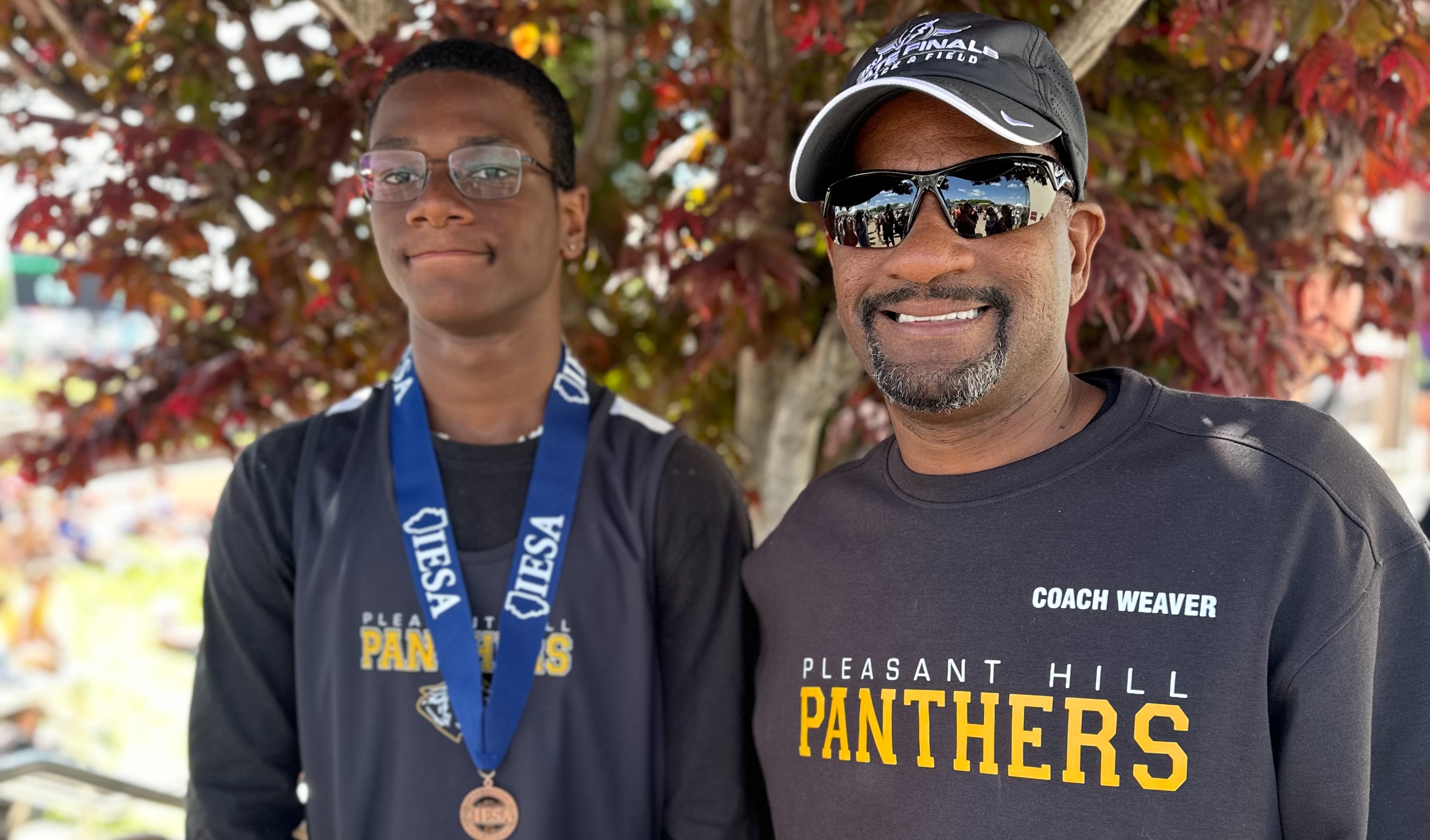 Coach Weaver & Sean-IESA State Track Meet