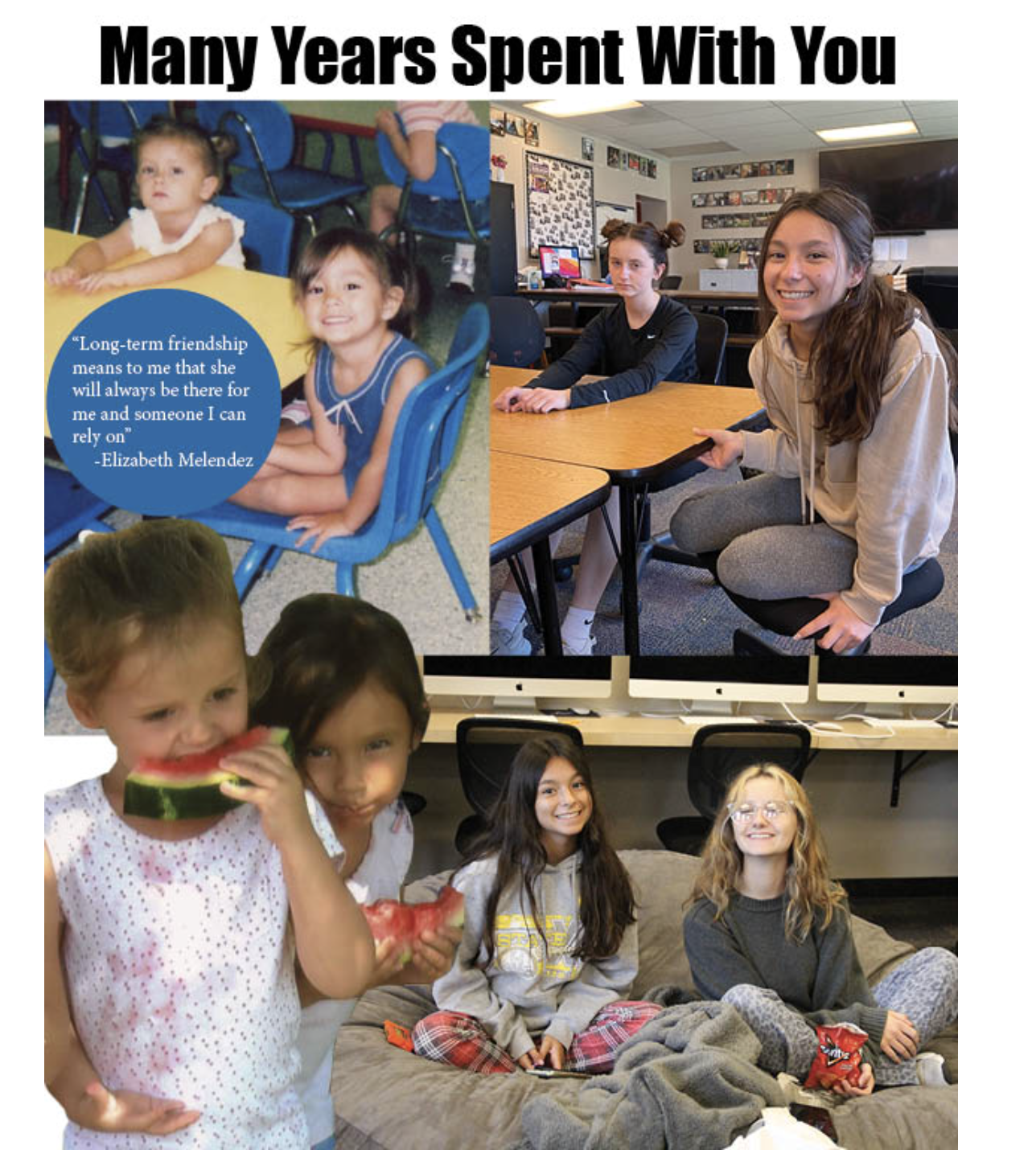 Collage of humboldt students in the classroom happy, there is a quote of Elizabeth Melendez