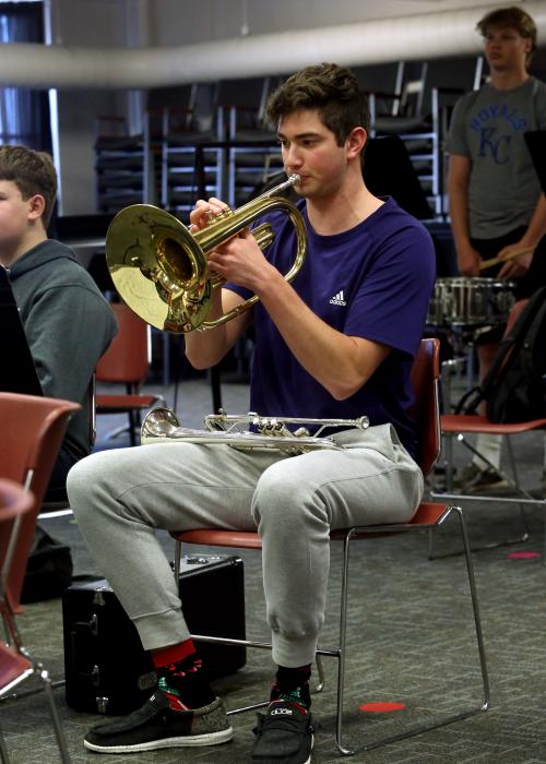 student playing trumpet