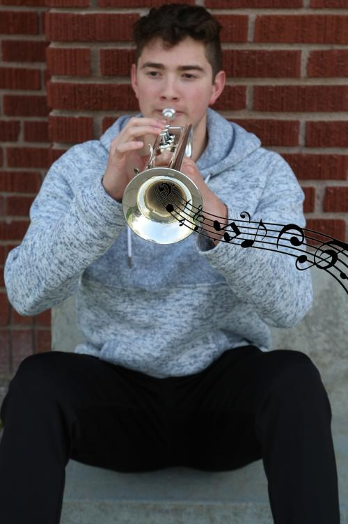 student playing trumpet