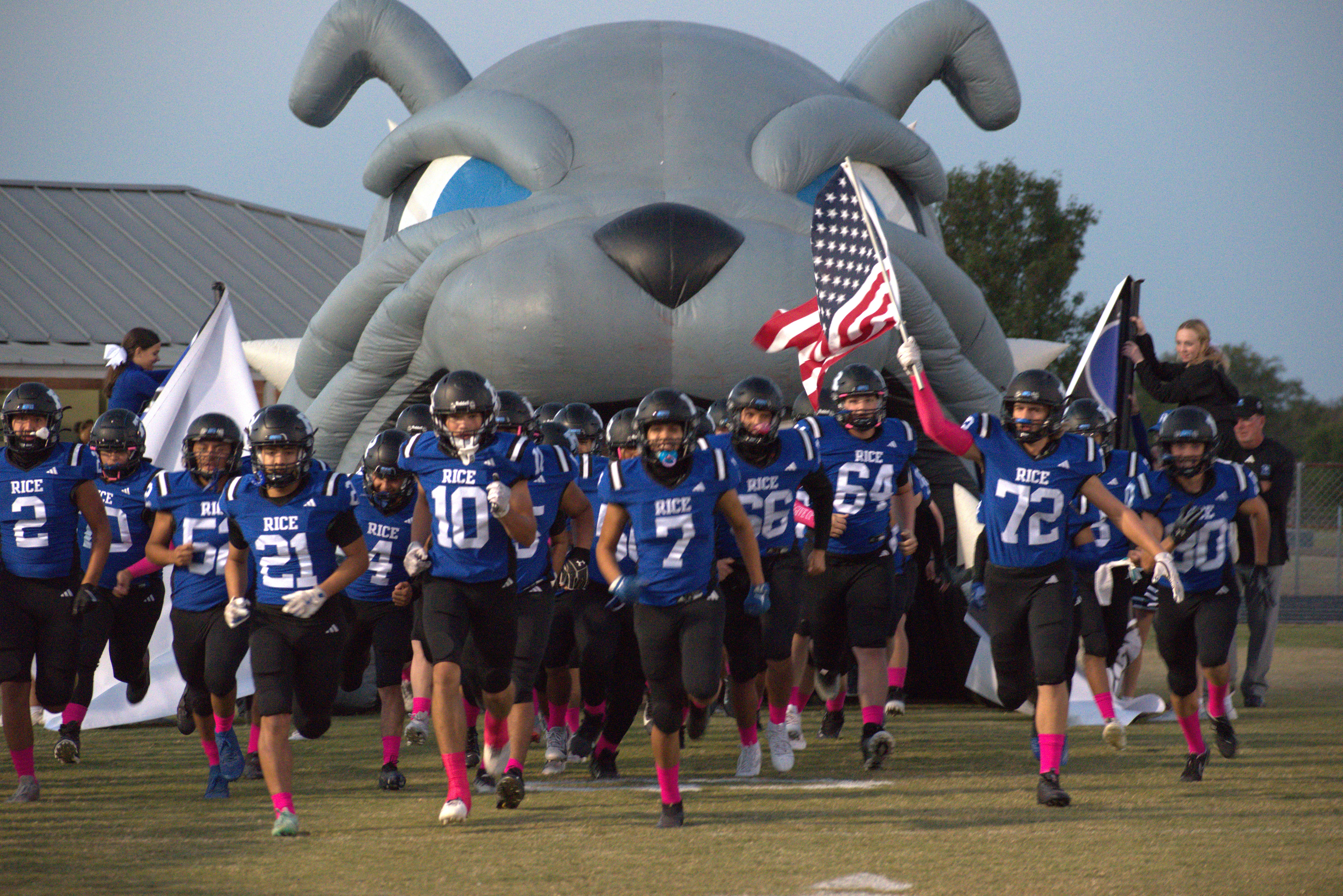 Football coming out of bulldog
