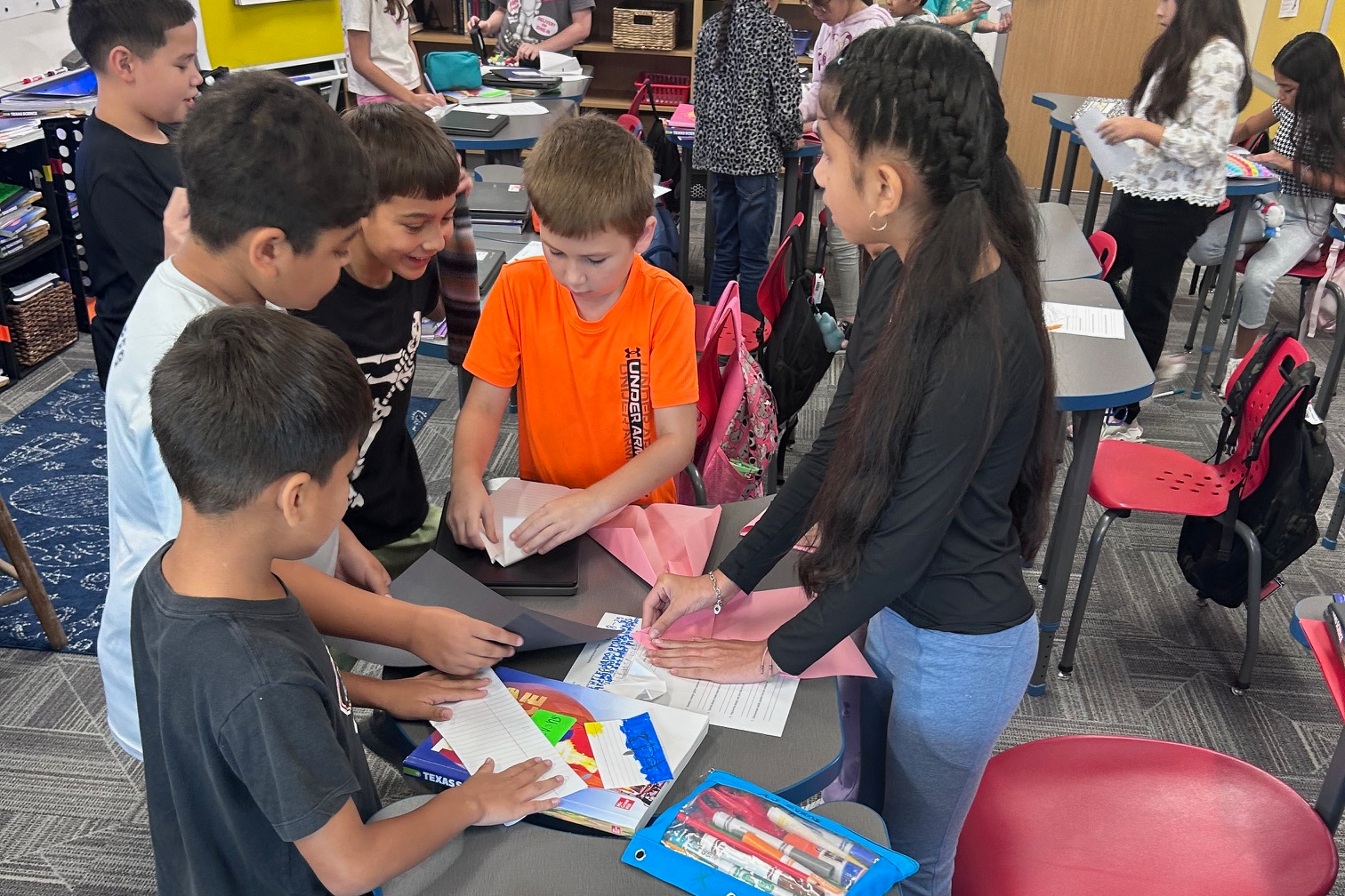 4th grade students working on a prototype