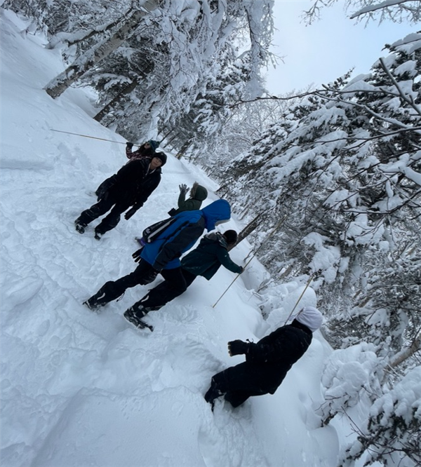 Students in the snow