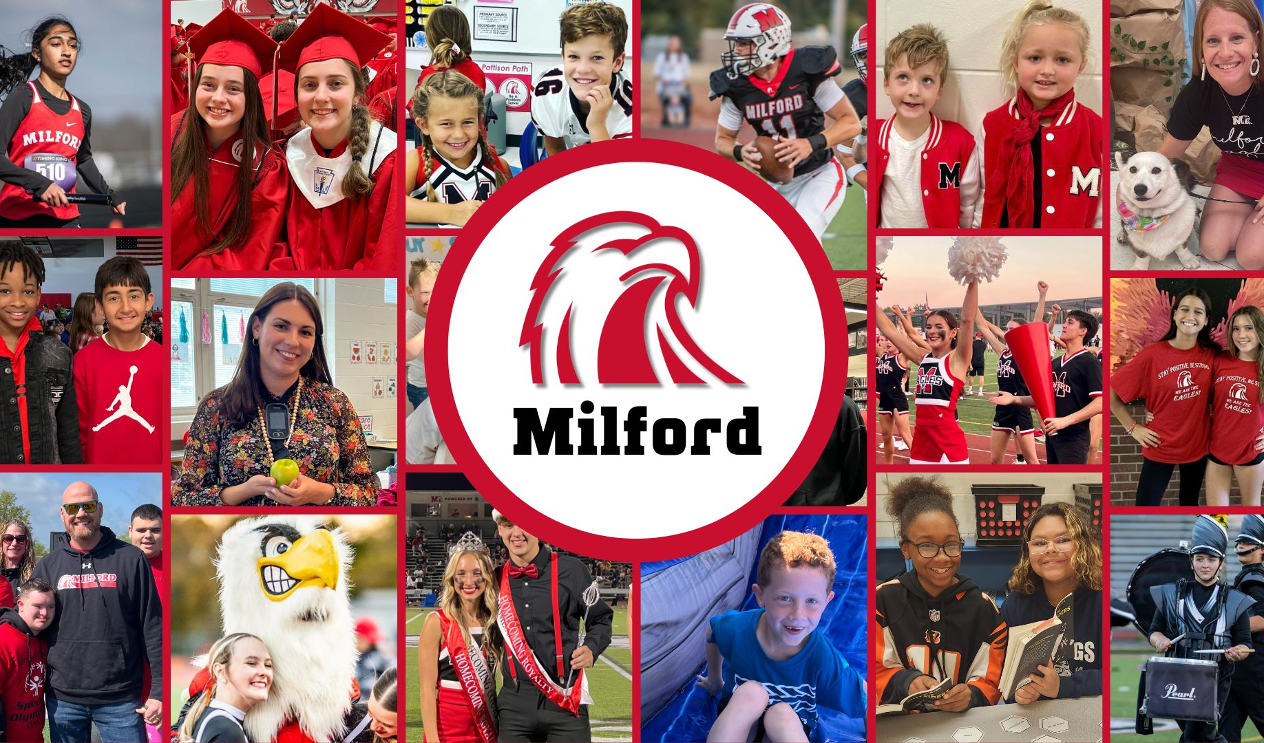 phot collage of Milford students and staff 