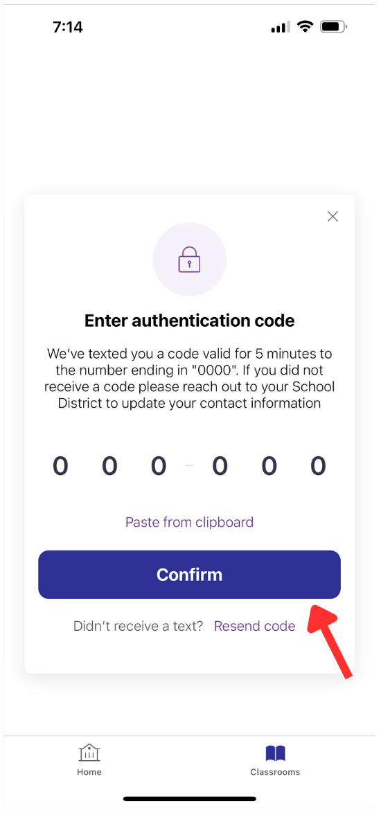 rooms authorization and confirmation screen