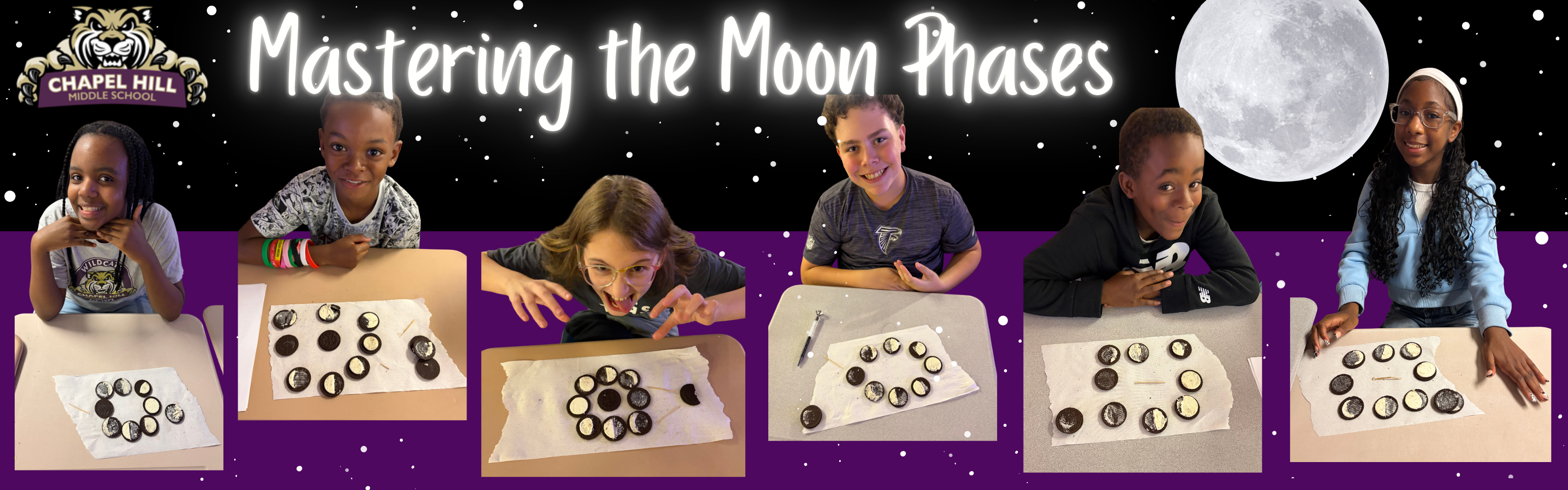 students with cookies representing the moon phase