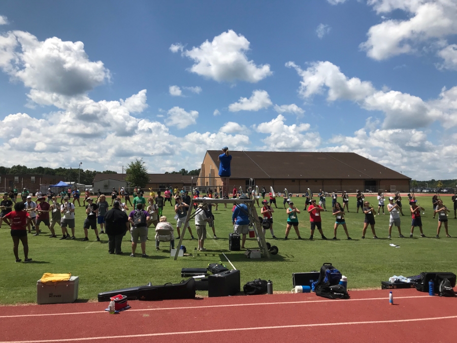 Instrumental music group on the field