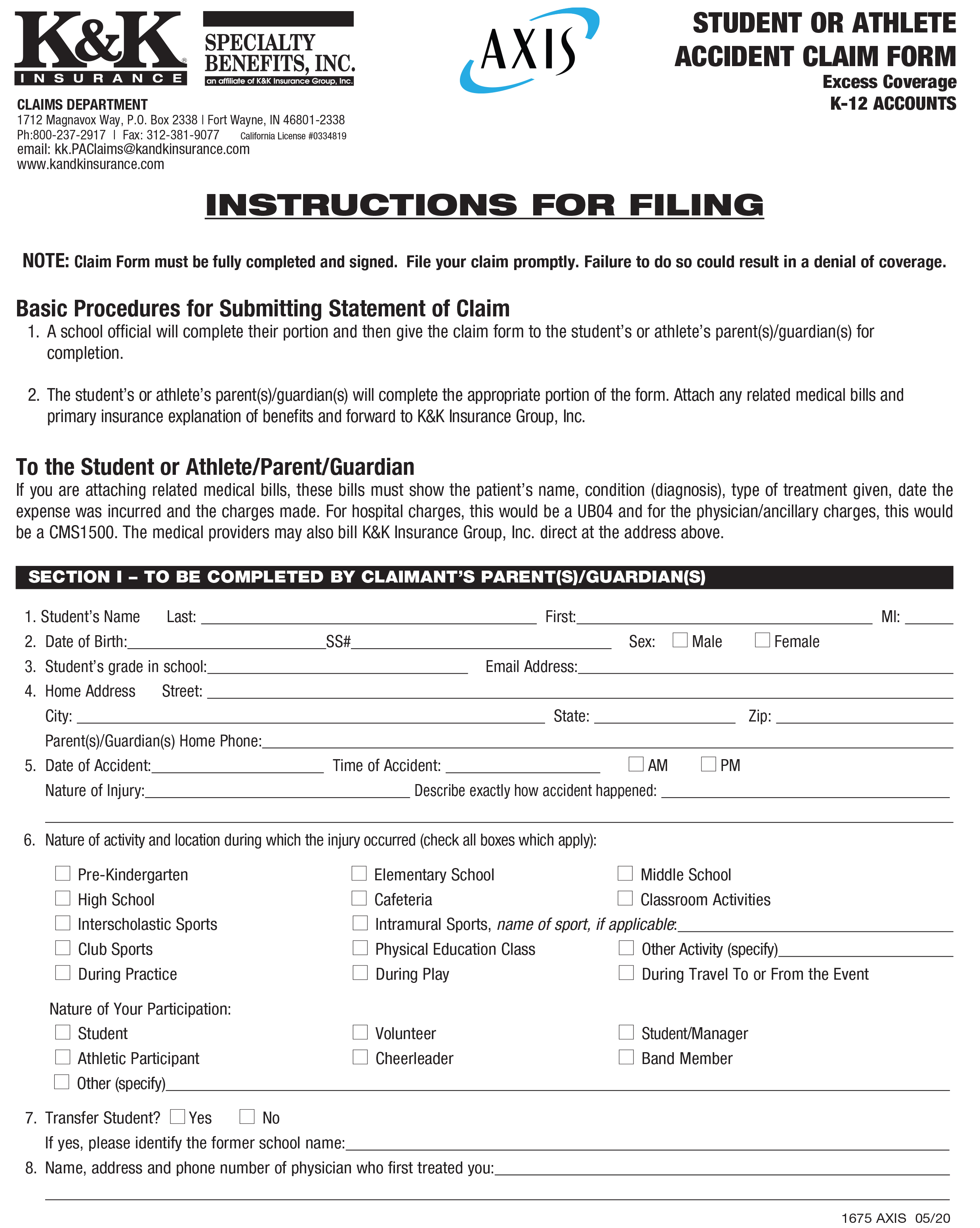 Douglas Co Claim Forms