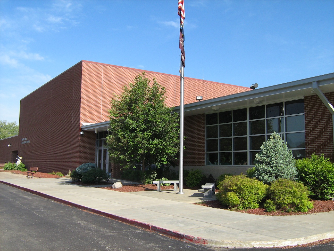 Silver Lake High School entrance viewed from outside